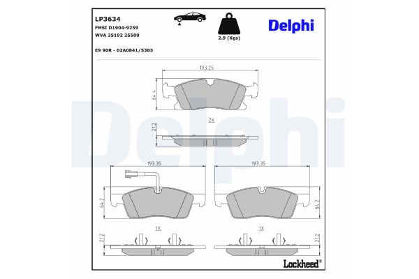 Fren Disk Balata Ön Maserati Levante (M161)(04.2016->)  DELPHI LP3634