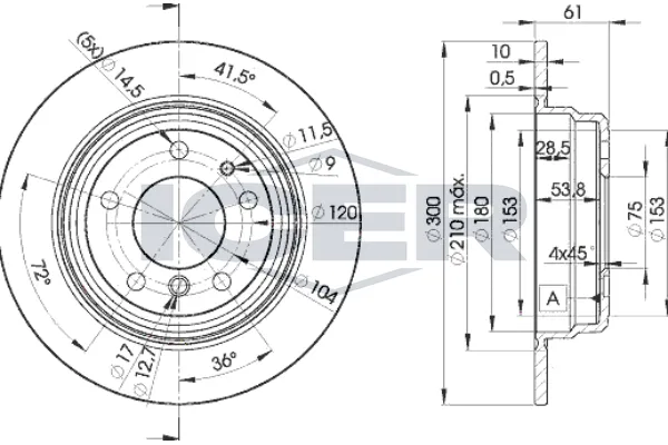 Fren Disk Ayna Arka Sağ ve Sol BMW 5 Serisi Touring (E34)(1991->)  KRAFTVOLL 07040913