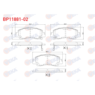Fren Disk Balata Ön Mitsubishi Eclipse Cross (GK0W / GL0W)(01.2018->)  VEKA BP11881-02
