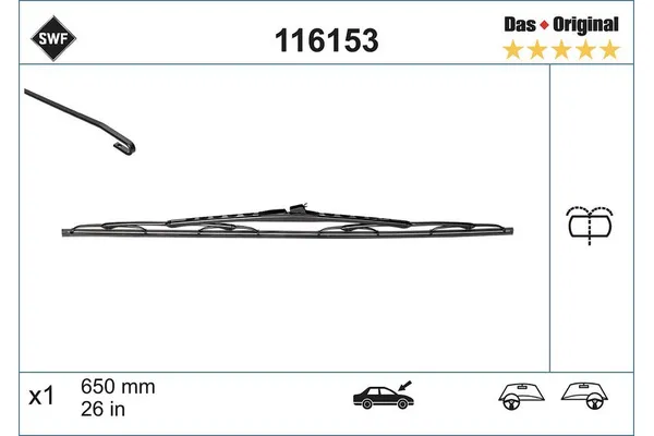 Silecek Süpürgesi Ön  650 mm - 26 inç SWF 116153