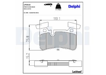 Fren Disk Balata Arka DELPHI LP3516  LP3516 4203400 0004203400 54209020 0054209020 64207820 0064207820 74209320 0074209320 A0004203400 A0054209020 A0064207820 A0074209320