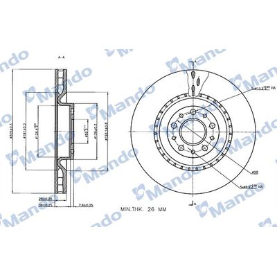Fren Disk Ayna Ön Sağ ve Sol Fiat 500L (351) Wagon (2017->)  MANDO MBC035284