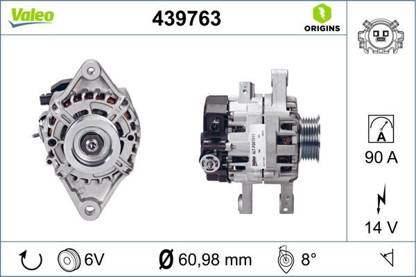 Alternatör  Toyota Yaris (KSP1/NLP1/NSP1)(2011->)  VALEO 439763