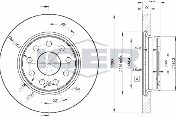 Fren Disk Ayna Ön Sağ ve Sol Audi A3 Sportback (8PA)(09.2004->)  KALE BALATA TFD00064