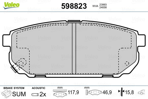 Fren Disk Balata Arka Kia Sorento (BL)(2002->)  VALEO 598823