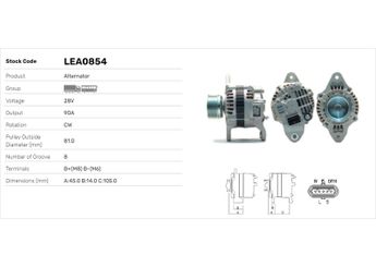 Alternatör  LUCAS ELEKTRIK LEA0854  A004TR5391 A004TR5391ZT A004TR5393 A004TR5393ZT A4TR5391 A4TR5391AM A4TR5391ZT A4TR5393 A4TR5393ZT 21041752 5001867214 5001868213 5010589305 7420842441 7420842445