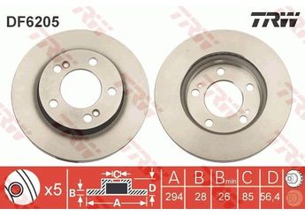 Fren Disk Ayna Ön Sağ ve Sol TRW DF6205  4144109100 4144109110