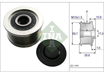 Alternatör Kasnağı  INA 535 0046 10  3732227010 3730027010 37300-27010 3730027011 37300-27011 3730027012 37300-27012 3730027013 37300-27013 37322-27010 3732227012 37322-27012