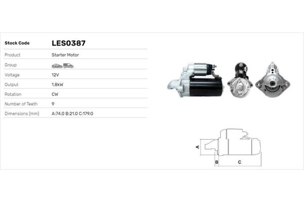 Marş Dinamosu  BMW 6 Serisi Coupe (E63)(2003->)  LUCAS ELEKTRIK LES0387
