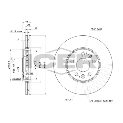 Fren Disk Ayna Ön Sağ ve Sol Renault Trafic P.Van (06.2014->)  CIFAM 800-1793C