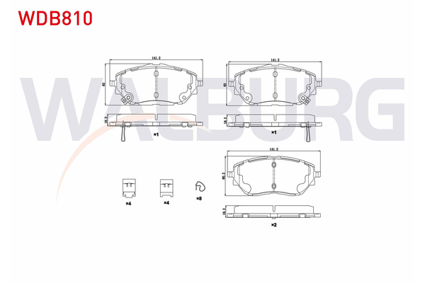 Fren Disk Balata Ön Toyota C-HR (X10)(10.2016->)  WALBURG WDB810
