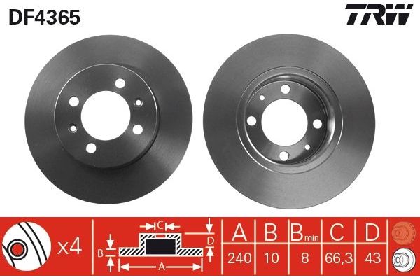 Fren Disk Ayna Arka Sağ ve Sol MG Rover MGF (RD)(1995->2002)  TRW DF4365