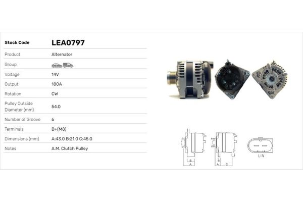 Alternatör  LUCAS ELEKTRIK LEA0797