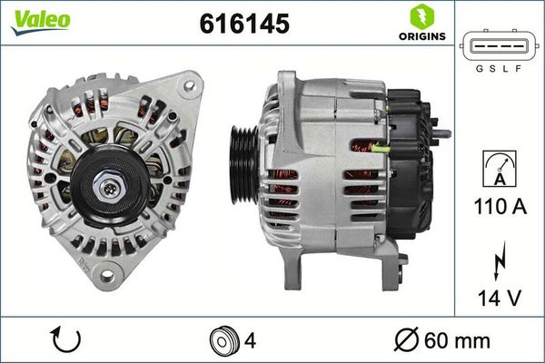 Alternatör  Hyundai Santa Fe (SM)(2001->)  VALEO 616145