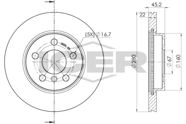 Fren Disk Ayna Ön Sağ ve Sol BMW 2 Serisi Active Tourer (F45)(2014->)  BRAXIS AE1015