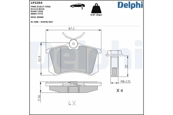 Fren Disk Balata Arka Volkswagen Taigo (CS1)(08.2021->)  DELPHI LP2254