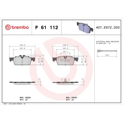 Fren Disk Balata Ön BREMBO P 61 112