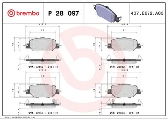 Fren Disk Balata Arka BREMBO P 28 097  43022TLAA00 430223Y1G01 43022THAH00 43022TLAA11 43022TNYE00 43022TLAH00 43022TLAH01