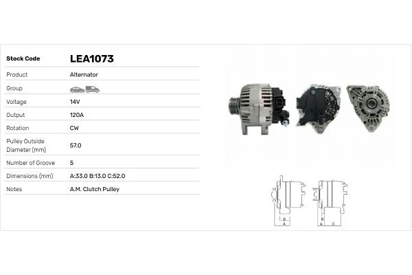 Alternatör  Hyundai Accent Blue (SB)(08.2011->)  LUCAS ELEKTRIK LEA1073