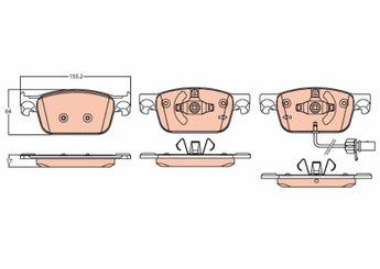 Fren Disk Balata Ön TRW GDB2127  GDB2127 8W0698151AA 8W0 698 151 AA 8W0698151AG 8W0 698 151 AG 8W0698151BG 8W0 698 151 BG 8W0698151BH 8W0 698 151 BH 8W0698151Q 8W0 698 151 Q