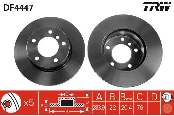 Fren Disk Ayna Ön Sağ ve Sol BMW 1 Serisi Sedan 3/5 Kapı (E81/E87)(2004->)  TRW DF4447