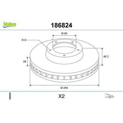 Fren Disk Ayna Ön Sağ ve Sol Hyundai Santa Fe (SM)(2001->)  VALEO 186824