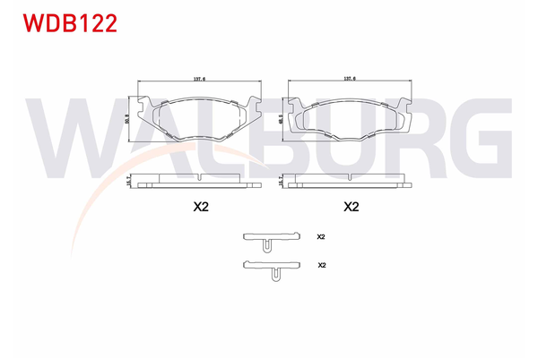 Fren Disk Balata Ön Volkswagen Santana (327)(08.1981->1984)  WALBURG WDB122