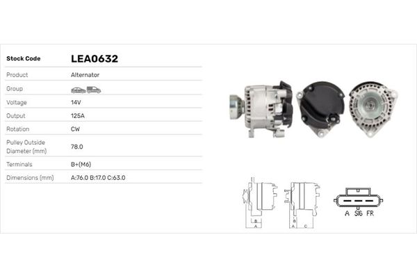 Alternatör  Ford Tourneo Connect (TC7)(2002->)  LUCAS ELEKTRIK LEA0632