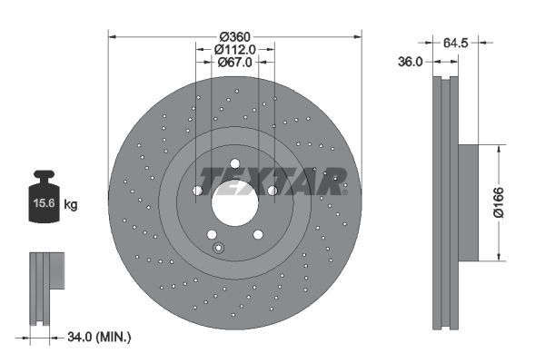 Fren Disk Ayna Ön Sağ ve Sol Mercedes S -Serisi Sedan (BM 221)(06.2005->)  TEXTAR 92120305