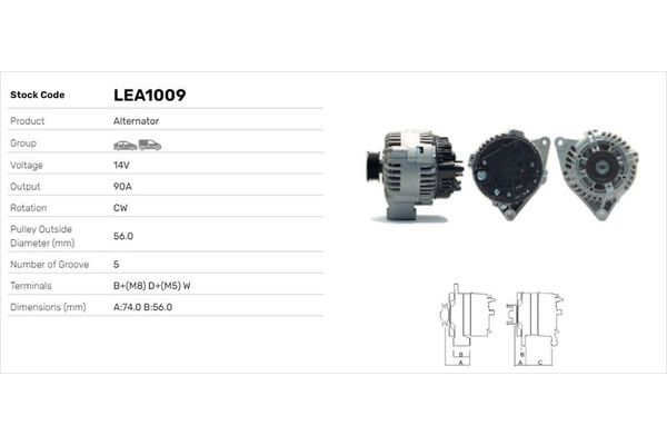 Alternatör  Citroen Saxo (03.1996->)  LUCAS ELEKTRIK LEA1009
