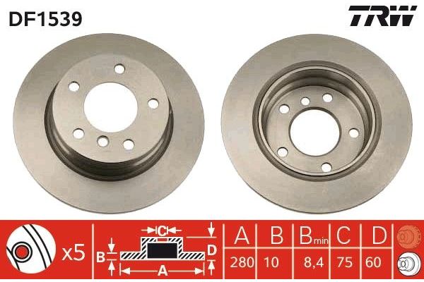 Fren Disk Ayna Arka Sağ ve Sol BMW 3 Serisi Compact (E46)(2001->)  TRW DF1539