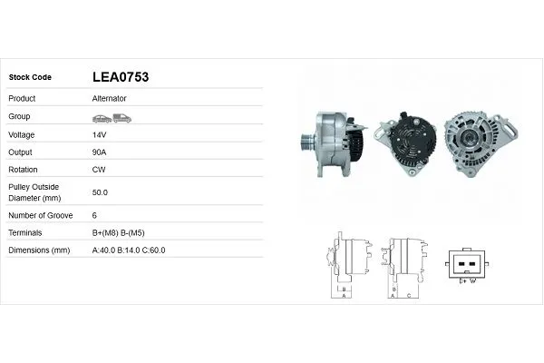 Alternatör  Seat Alhambra (7V8)(01.1996->)  LUCAS ELEKTRIK LEA0753