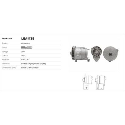 Alternatör  LUCAS ELEKTRIK LEA1135