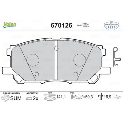 Fren Disk Balata Ön Lexus RX 300 (MCU35)(2003->)  VALEO 670126