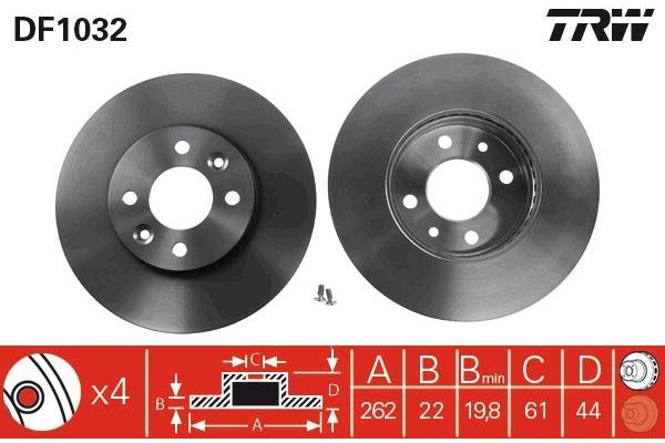 Fren Disk Ayna Ön Sağ ve Sol Renault Laguna Grandtour (K56)(08.1995->)  TRW DF1032