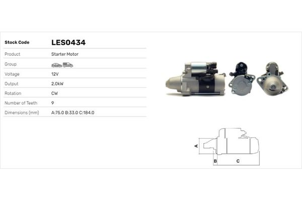 Marş Dinamosu  Honda CR-V (RE)(01.2007->)  LUCAS ELEKTRIK LES0434
