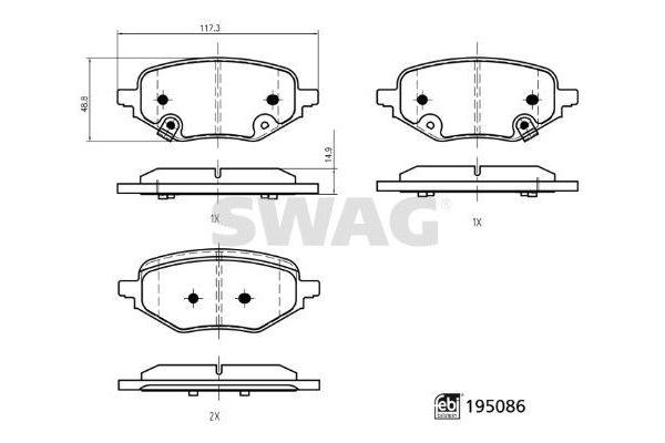 Fren Disk Balata Arka MG ZS EV (01.2021->)  SWAG 33 11 1861
