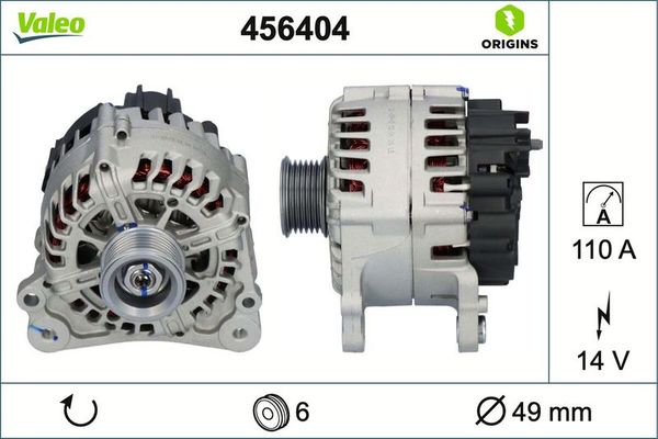 Alternatör  Volkswagen up! (121)(08.2011->2016)  VALEO 456404
