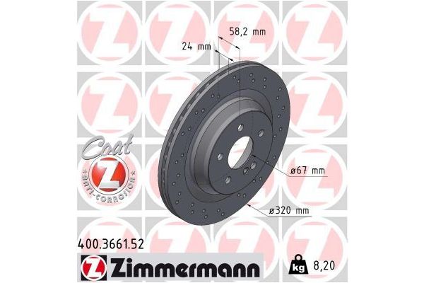 Fren Disk Ayna Arka Sağ ve Sol Mercedes SL Roadster (BM 230)(08.2001->)  ZIMMERMANN 400.3661.52