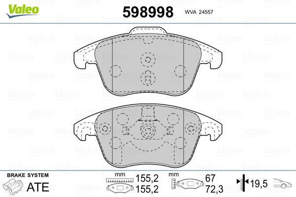 Fren Disk Balata Ön Opel Mokka (P2QO)(2020->)  VALEO 598998