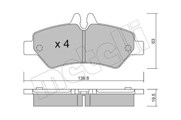 Fren Disk Balata Arka Volkswagen Crafter P.Van (2E)(03.2006->2017)  METELLI 22-0672-0