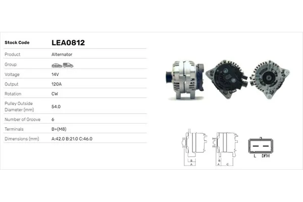 Alternatör  LUCAS ELEKTRIK LEA0812