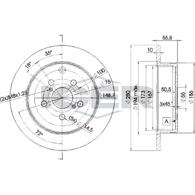 Fren Disk Ayna Arka Sağ ve Sol Toyota Avensis Combi (T25)(2003->)  MAGNETI MARELLI 360704011500