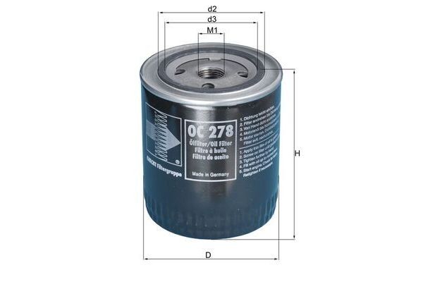 Yağ Filtresi  Opel Frontera A (1992->)  MAHLE OC 278