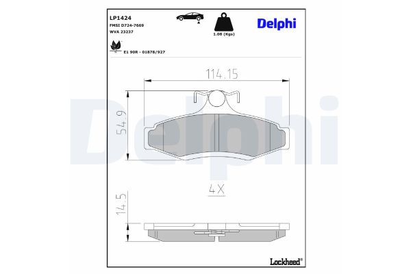 Fren Disk Balata Arka Daewoo Nubira Wagon (1997->)  DELPHI LP1424