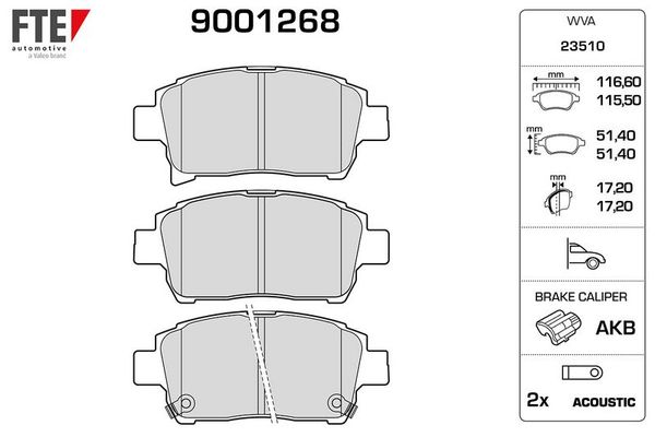 Fren Disk Balata Ön Toyota MR 2 Roadster (W30)(2000->)  FTE 9001268