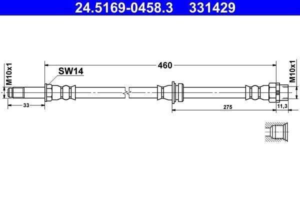 Fren Hortumu Arka Sağ veya Sol BMW M3 Serisi Coupe (E46)(2000->)  ATE 24.5169-0458.3