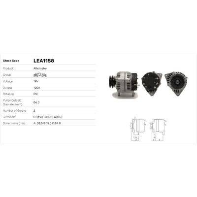 Alternatör  LUCAS ELEKTRIK LEA1158