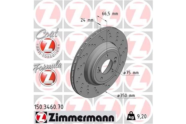 Fren Disk Ayna Arka Sağ BMW 1 M Serisi Coupe (E82)(2011->)  ZIMMERMANN 150.3460.70