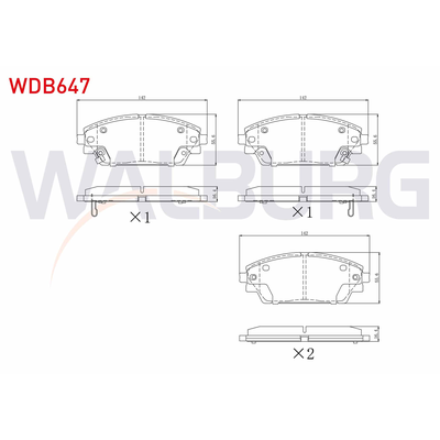 Fren Disk Balata Ön Mazda 3 Sedan (BM/BN)(07.2013->)  WALBURG WDB647
